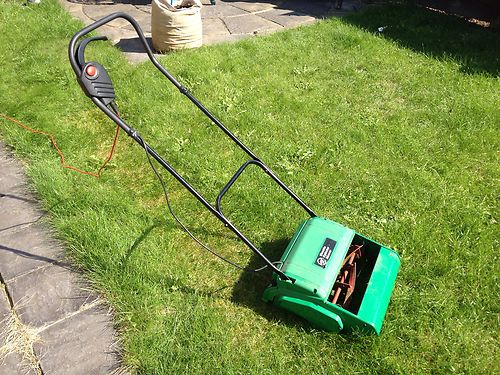 B&q Atco Qualcast Electric Cylinder Mower Push Lawnmower Grass Cutter 34ft Cable | Lawnmowers Shop